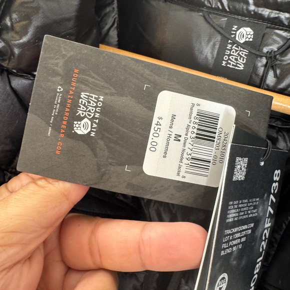 NEW Mountain Hardwear Phantom Alpine Down Hooded Jacket Men's Black Medium - Picture 12 of 13